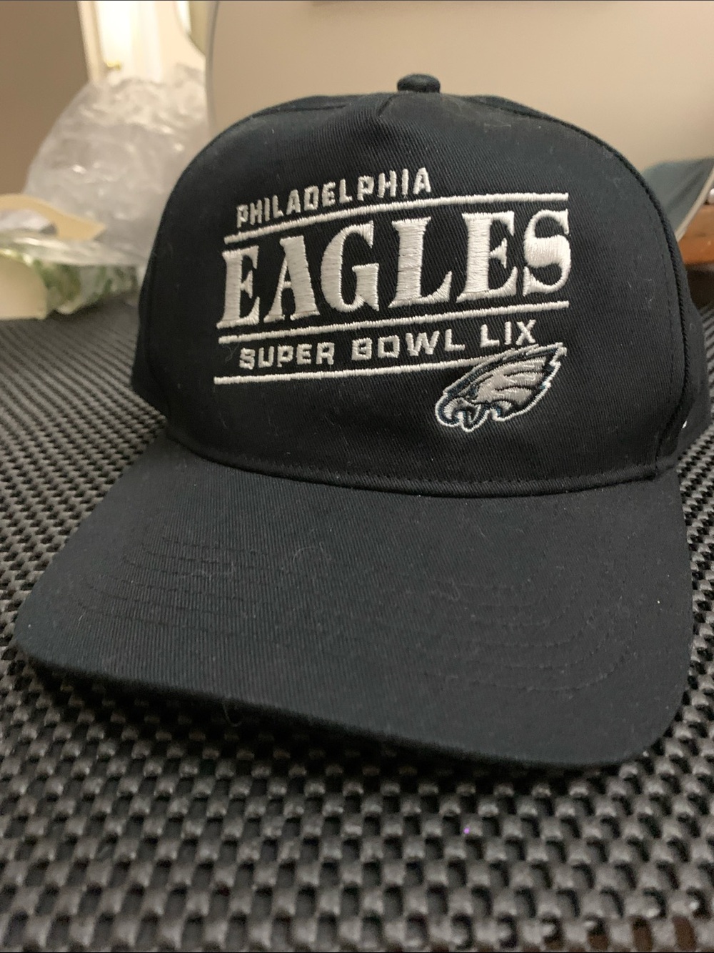 47 Black Philadelphia Eagles Super Bowl LIX Hat with White Embroidery